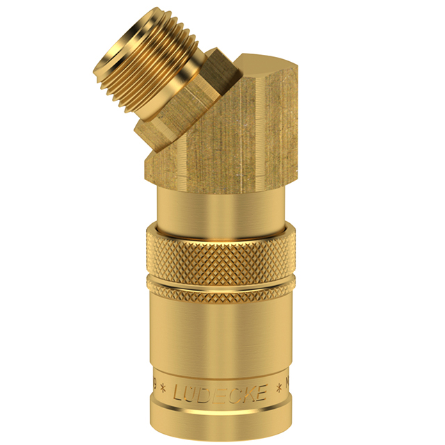 ESDF-KUPPLUNG MIT VENTIL DN 9 - G 3/8" AG - ABGANG 45° ESDF-KUPPLUNG MIT VENTIL DN 9 - G 3/8" AG - ABGANG 45°